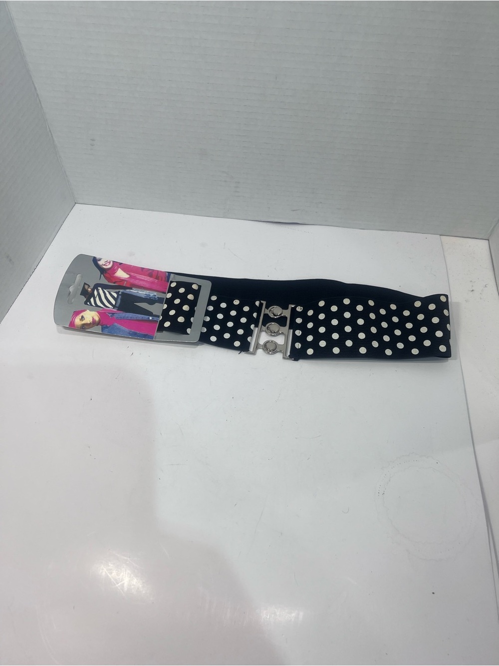 Unlisted Black and White Polka Dot Stretch Waist Belt